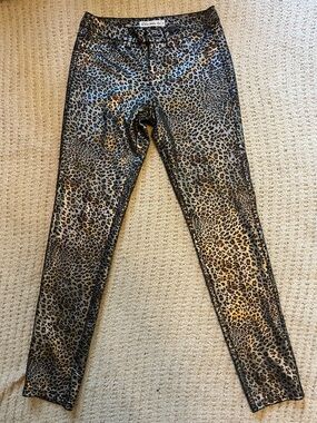 Cielo Metallic Leopard Print Skinny Pants - Gold and Black